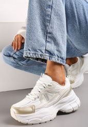 Złote Sneakersy z Siateczką i Wstawkami z Ekoskóry na Grubej Podeszwie Anirele. Brązowe obuwie sportowe damskie Renee, bez wzorów. Za 99.99 zł.