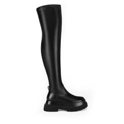 Kozaki DeeZee. Czarne kozaki damskie DeeZee, bez obcasa, na płaskiej podeszwie. Za 249.99 zł.