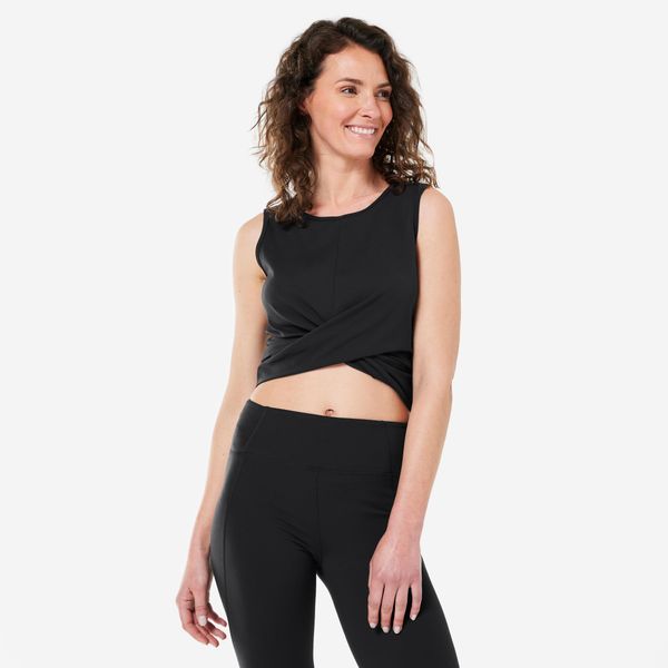 Koszulka do jogi damska Kimjaly Premium bez rękawów. Czarne koszulki sportowe damskie KIMJALY, xl, bez wzorów, z elastanu, bez kołnierzyka, bez ramiączek, na jogę i pilates. Za 119.99 zł.