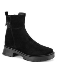 Sergio Bardi Botki WI16-E1099-01SB Czarny. Czarne botki damskie Sergio Bardi, ze skóry, bez obcasa, na płaskiej podeszwie, bez zapięcia. Za 299.99 zł.