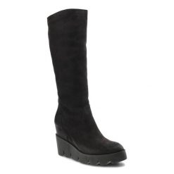 Czarne Kozaki Simen Damskie Buty Na Koturnie. Czarne kozaki damskie Simen, z nubiku, bez obcasa, na koturnie. Za 299.00 zł.