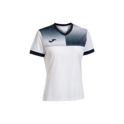 Koszulka damska Joma Eco Supernova biało-granatowa S. Białe koszulki sportowe damskie Joma, s, bez wzorów, z poliesteru, sportowe, bez kołnierzyka. W wyprzedaży za 161.85 zł.