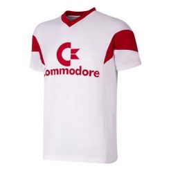 Koszulka retro piłkarska dla dorosłych - FC Bayern Monachium 1987-88 - Biała. Białe koszulki sportowe męskie COPA FOOTBALL, m, bez wzorów, bez kołnierzyka, bez ramiączek, do piłki nożnej. Za 298.21 zł.