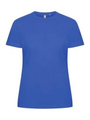Clique Basic-T Women - Dopasowana koszulka bawełniana z prążkowanym kołnierzem. Niebieskie t-shirty damskie CLIQUE, l, bez wzorów, z bawełny, bez kołnierzyka. Za 96.68 zł.