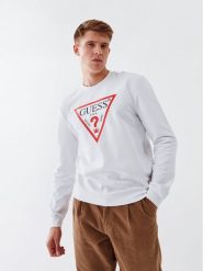 Guess Bluza Audley M2YQ37 K6ZS1 Biały Slim Fit. Białe bluzy męskie Guess, m, z aplikacjami, z bawełny, bez kaptura. Za 309.99 zł.