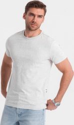 Ombre Męski t-shirt fullprint w liście palmy - szary V2 OM-TSFP-0182 L. Szare t-shirty męskie Ombre, l, bez wzorów, bez kołnierzyka. Za 49.99 zł.