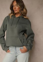 Zielona Bluza z Kapturem Ozdobiona Ściągaczami Invila. Zielone bluzy damskie Renee, l, bez wzorów, z kapturem. Za 59.99 zł.