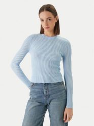 HUGO Sweter Somya_B 50554221 Błękitny Slim Fit. Niebieskie swetry damskie Hugo, m, bez wzorów, z wełny, bez kołnierzyka, bez ramiączek, bez kaptura. Za 429.99 zł.