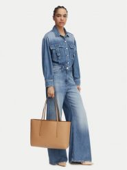 Calvin Klein Torebka Foil Logo Tote LV04F3274G Beżowy. Brązowe torebki do ręki damskie Calvin Klein, bez wzorów, ze skóry, bez dodatków. Za 649.99 zł.