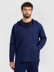 4F Bluza dresowa rozpinana z kapturem męska - granatowa M. Niebieskie bluzy męskie 4f, m, bez wzorów, z dresówki, z kapturem. Za 229.99 zł.