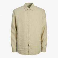 Koszula Jack & Jones Clawrence Len pola żyta. Białe koszule męskie Jack&Jones, m, bez wzorów, ze lnu, bez kołnierzyka, bez ramiączek. Za 253.76 zł.