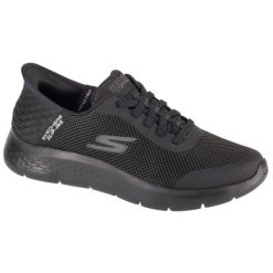 Buty do chodzenia męskie Skechers 216324BBK. Czarne buty sportowe męskie Skechers, z materiału, bez zapięcia, do biegania. Za 299.00 zł.
