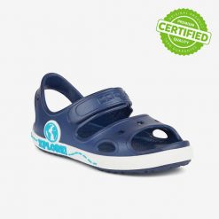 Sandały dziecięce Coqui - klapki typu clogs. Niebieskie sandały chłopięce Coqui, z materiału, bez zapięcia. Za 125.99 zł.