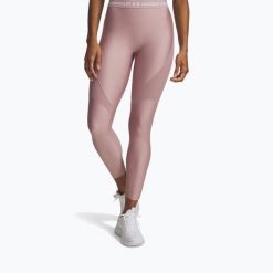 Legginsy Under Armour HeatGear Rib. Czerwone legginsy damskie Under Armour, bez wzorów, na fitness i siłownię. Za 129.99 zł.