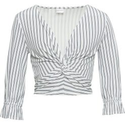 Shirt z przewiązaniem bonprix biel wełny - czarny w paski. Bluzki damskie bonprix. Za 32.99 zł.