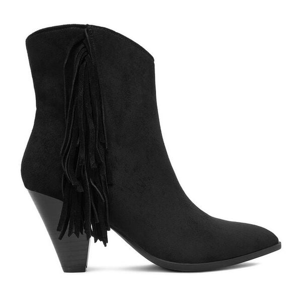 Botki DeeZee. Czarne botki damskie DeeZee, bez obcasa, na słupku, bez zapięcia. Za 139.99 zł.