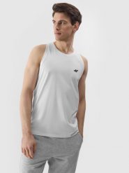Чоловіча однотонна майка tank top regular - білий. T-shirty męskie 4f, l, bez wzorów, z jersey, bez kołnierzyka. W wyprzedaży za 329.90 zł.