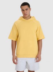 4F Bluza dresowa z krótkim rękawem z kapturem męska - żółta 3XL. Żółte bluzy męskie 4f, m, bez wzorów, z bawełny, z kapturem. W wyprzedaży za 59.99 zł.