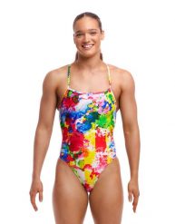 Strój kąpielowy damski Funkita Ink Jet Strapped In. Brązowe kostiumy jednoczęściowe damskie FUNKITA, bez wzorów, z dzianiny, klasyczne, do pływania. Za 230.99 zł.
