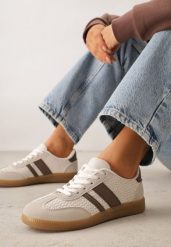 Brązowe Sneakersy w Stylu Klasycznych Tenisówek z Cholewką z Plecionką Doriarissa. Brązowe obuwie sportowe damskie Renee, bez wzorów, tenisowe. Za 99.99 zł.