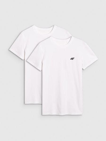 4F T-shirt slim gładki męski (2-pack) - biały XL. Białe koszulki sportowe męskie 4f, m, bez wzorów, z bawełny, klasyczne, bez kołnierzyka. Za 99.99 zł.