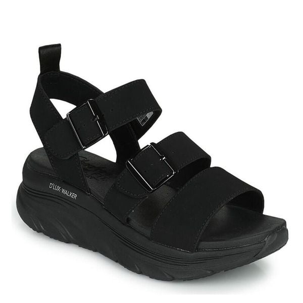 Sandały Skechers Model Dlux Walker Retro Cosmos Kolor Czarny. Czarne sandały damskie Skechers, bez wzorów, z syntetyku, bez obcasa, bez zapięcia. Za 297.65 zł.