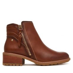 Botki Pikolinos. Brązowe botki damskie Pikolinos, bez obcasa, na słupku, bez zapięcia. Za 759.99 zł.