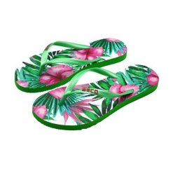 Klapki Beco damskie zielone z motywem kwiatowym. Brązowe klapki damskie 47 Brand, bez wzorów, bez obcasa. Za 207.99 zł.