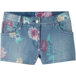 Szorty dżinsowe w kwiaty bonprix niebieski "bleached" z nadrukiem. Jeansy dla dziewczynek marki bonprix. Za 59.99 zł.