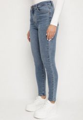 Niebieskie Jeansy o Kroju Skinny z Wysokim Stanem Solarie. Niebieskie spodnie sportowe damskie Born2be, l, bez wzorów, z bawełny. Za 99.99 zł.