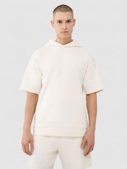4F Bluza z krótkim rękawem z kapturem męska - biała M. Białe bluzy męskie 4f, m, bez wzorów, z bawełny, z kapturem. W wyprzedaży za 79.99 zł.