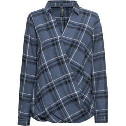 Bluzka flanelowa w kratę bonprix indygo-czarno-biały w kratę. Bluzki damskie bonprix. Za 44.99 zł.