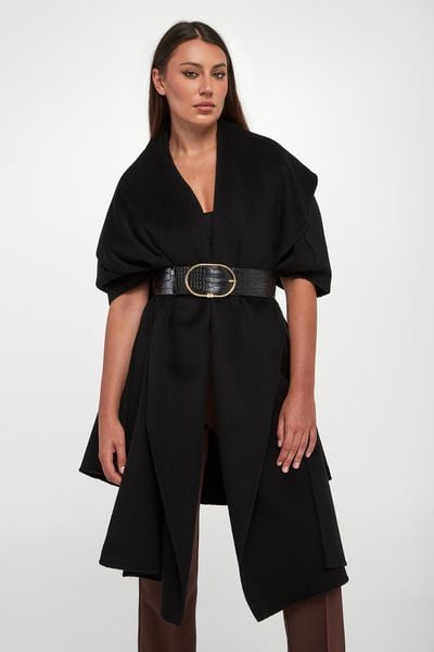 Płaszcz ponczo damski wełniany ELISABETTA FRANCHI. Płaszcze damskie Elisabetta Franchi, bez wzorów, z wełny, bez kaptura. Za 3,429.00 zł.