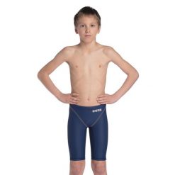 Strój startowy Arena POWERSKIN ST NEXT JAMMER JUNIOR NAVY 12-13. Niebieskie kąpielówki dla chłopców Arena, bez wzorów, z tkaniny. Za 322.50 zł.