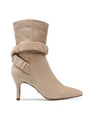 DeeZee Botki WYL3038-1 Beżowy. Brązowe botki damskie DeeZee, z materiału, bez obcasa, na szpilce, bez zapięcia. Za 119.99 zł.