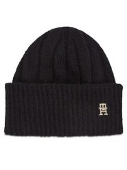 Tommy Hilfiger Czapka Th Timeless Beanie AW0AW15307 Czarny. Czarne czapki i kapelusze damskie Tommy Hilfiger, na zimę, bez wzorów, z syntetyku. Za 369.99 zł.