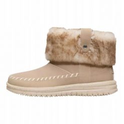 HEYDUDE Damskie Botki Camden Cuff Classic Cozy. Brązowe botki damskie Hey dude, z materiału, bez obcasa, bez zapięcia. Za 399.00 zł.