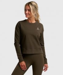 Bluza sportowa damska ekologiczna. Zielone bluzy damskie NORDICDOTS, l, bez wzorów, z bawełny, bez kaptura. Za 275.00 zł.