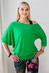 Bluzka Spontanic. Zielone bluzki damskie 2SkIN, uniwersalny, bez wzorów, z materiału, biznesowe, z asymetrycznym kołnierzem, bez ramiączek. Za 89.00 zł.