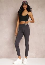 Ciemnoszare Legginsy z Gumką w Talii z Długimi Nogawkami Somys. Szare legginsy damskie Renee, l, bez wzorów, z dzianiny. Za 29.99 zł.
