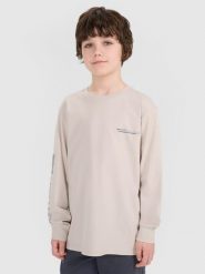 4F Longsleeve oversize z nadrukiem chłopięcy - szary 122 (6-7 lat). Szare t-shirty dla chłopców 4f, bez wzorów, z bawełny, bez ramiączek. W wyprzedaży za 19.99 zł.