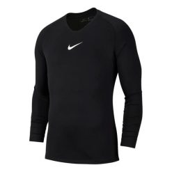 Koszulka treningowa męska Nike Dry Park First Layer. Białe koszulki sportowe męskie Nike, m, bez wzorów, z materiału, bez kołnierzyka, bez ramiączek, do piłki nożnej, dri-fit (nike). Za 169.00 zł.
