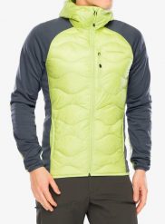 Kurtka hybrydowa Peak Performance Helium Down Hybrid Hood. Zielone kurtki męskie Peak Performance, xl, bez wzorów, z elastanu, bez kaptura. Za 791.99 zł.