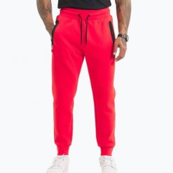 Spodnie męskie Pitbull Dogwood Track Pants. Czerwone spodnie sportowe męskie PITBULL, m, bez wzorów, z bawełny, na fitness i siłownię. Za 189.99 zł.