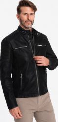 Kurtka męska Ombre Kurtka męska biker ze stójką w stylu retro czarna V2 OM-JAFL-0197 M. Czarne kurtki męskie Ombre, m, bez wzorów, retro, bez kaptura. Za 399.99 zł.