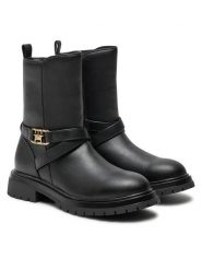 Tommy Hilfiger Botki T3A5-33574-1351 M Czarny. Czarne botki dziewczęce Tommy Hilfiger, ze skóry, bez zapięcia. Za 269.99 zł.