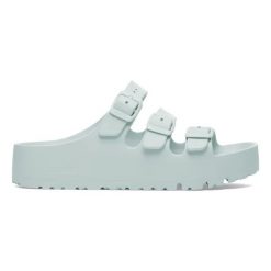 Klapki damskie Birkenstock Florida III Flex Platform EVA Surf Green. Zielone klapki damskie Birkenstock, bez wzorów, z materiału, wakacyjne, bez obcasa, na platformie. Za 239.99 zł.