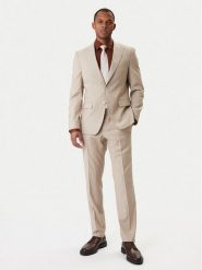 BOSS Garnitur Huge 50557273 Beżowy Regular Fit. Brązowe garnitury męskie Boss, bez wzorów, z wiskozy. Za 2,599.00 zł.