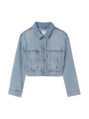 Mayoral Kurtka jeansowa 6405 Niebieski Regular Fit. Niebieskie kurtki i płaszcze dla dziewczynek Mayoral, bez wzorów, z bawełny, bez kaptura. Za 109.99 zł.