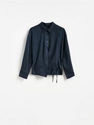 Koszula z lyocellu - granatowy. Niebieskie koszule damskie Reserved, l, bez wzorów, z lyocellu, bez kołnierzyka, bez ramiączek. Za 129.99 zł.